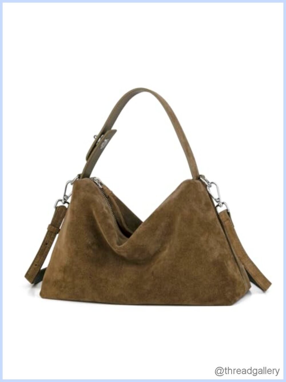 Suede Leather Crossbody Bag Slouchy Hobo Shoulder Handbag Tote